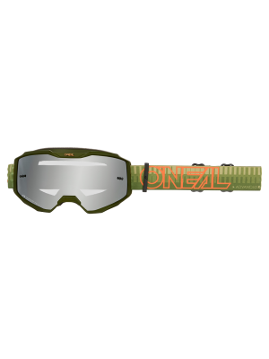 Мотокрос очила O'NEAL B-10 STRIPED GREEN/ORANGE - SILVER MIRROR V.26