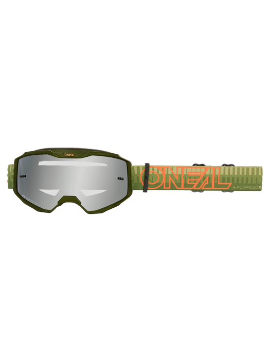 Мотокрос очила O'NEAL B-10 STRIPED GREEN/ORANGE - SILVER MIRROR V.26