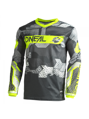 Мотокрос блуза O`NEAL ELEMENT CAMO V.22 GRAY/NEON YELLOW