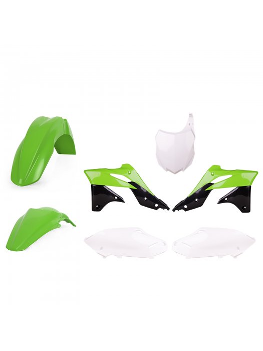 Пластмасов MX кит Polisport за Kawasaki  KX250-2013-16 White/Green/Black OEM Color