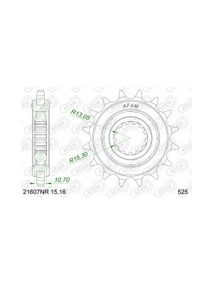 Преден зъбак с гума 16 Зъба/ 525 Yamaha FZ8N/8S Fazer 10-16, MT07/09/10, Tracer 7/9, XSR700/900, YZF R1/R7