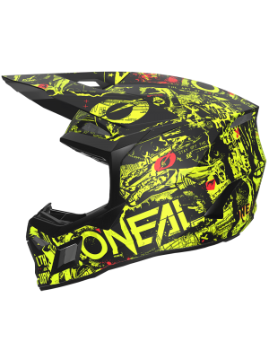 Детска мотокрос каска O'NEAL 3SERIES ATTACK BLACK/NEON YELLOW
