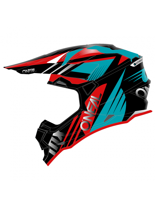 Мотокрос каска O'NEAL 2SERIES SPYDE 2.0 BLACK/TEAL/RED 2020