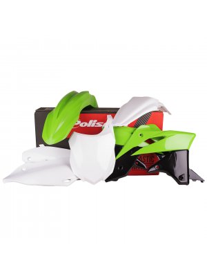 Пластмасов MX кит Polisport за Kawasaki  KX250-2013-16 White/Green OEM Color 14-15